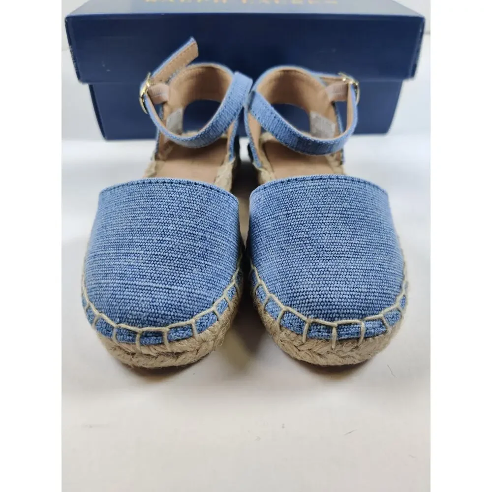 Polo Ralph Lauren Toddler Espadrille Blue Holbrook Girl's Size 8 Canvas Sandals